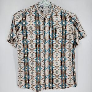 Panhandle Performance Shirt Mens XXL Golf Polo Button Up Southwestern Aztec‎